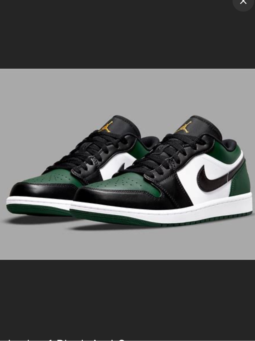 Nike Air Jordan 1 Low Green Black white sneakers Size 7.5W - 6Y basketball shoes